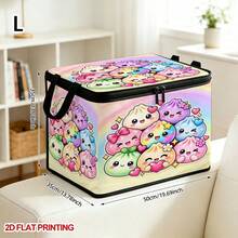 1pc Colorful Gradient Stress Relief Squeeze Toy Dumpling Print Foldable Zipper Storage Box, Perfect For Travel, Packing, Clothing, Pants And Bedding, Ideal For Moving Storage, Underbed Storage, Closet Organization, Laundry Room Or Holiday Decor, Keeps Home Items Neat And Organized - A - View 9