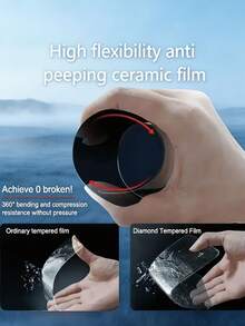 3Pcs Matte Anti Peeping Flexible Ceramic Film, Anti Glare, Anti Fingerprint, And Anti Spy Screen Protector Compatible With IPhone Duo 18 Pro Max 17 16 15 14 Plus Air, Bubble Free Automatic Adsorption Privacy Protection Film, Soft Film, Non Glass - Black - View 9