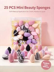 25Pcs Mini Makeup Sponges Set,Soft Cosmetic Applicators For Cream, Liquid & Powder Foundation, Random Color Delivery - Multicolor - View 3
