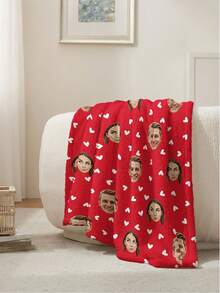 1pc Customized Flannel Blanket With Photo And Text, Office Nap Blanket, Comfortable Blanket, Mother's Day, Father's Day Gift For Parents, Bedding Blanket, Bed Customized Blanket, Customized Text Blanket, Personalized Home Blanket - Multicolor - View 4