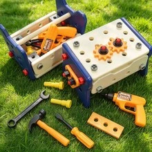 10件/20件儿童工具玩具套装 - 逼真的建筑工具套装，包含电钻、锤子、锯子、扳手 - 互动角色扮演工具，适合男孩女孩，STEM教育积木玩具，适合3岁以上儿童 - 彩色 - 查看 2