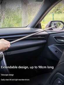 Car Side Mirror Water Squeegee, Retractable Windshield And Rearview Mirror Wiper, Extendable Long Handle Water Stain Cleaner, Portable Interior And Exterior Car Cleaning Tool, Rain And Fog Weather Car Accessory, Portable Car Window Cleaning Brush And Snow Brush, Scratch-Free Cleaning, Suitable For Cars - A - View 9