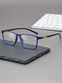 1 Pair Men's Square Transparent Frame Eyeglasses With Spring Temple, Solid Color, Suitable For Daily Wear, All Season - Multicolor - View 15
