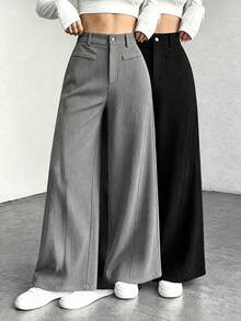 Women's Versatile Corduroy Pants Set, Multi-Color Options, Comfortable Outdoor Trousers For Daily And Social Wear - Grey - View 1