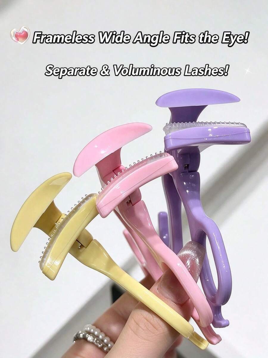 1pc Natural Curly Frameless Comb Tooth Eyelash Curler, Beginner-Friendly Wide Angle Eyelash Curler, Portable Compact Easy To Use Eyelash Styling Makeup Tool - Multicolor - View 1