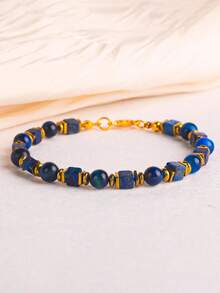 Vintage Style Lapis Lazuli & Blue Tiger Eye Bead Money Bracelet, Attracting Wealth, Abundance & Prosperity Men's Jewelry, Suitable For Daily Wear - Multicolor - View 5