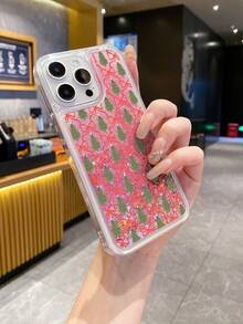 1pc Transparent TPU+PC Soft & Hard Combined Pink Liquid Quicksand Christmas Style Red Bow Ribbon Christmas Tree Pattern Anti-Drop Phone Case, Fashionable Versatile Creative Personalized Full Coverage Phone Case, Suitable For Girlfriend, Best Friend, Wife, Couples, Relative, Boss, Couple, Classmate, Teacher, Colleague, Yourself Birthday Gift, Holiday Gift, Compatible With/Matching Phone Case/Liquid Quicksand Phone Case/Interesting Phone Case/Android Phone Case/ Phone Case - Multicolor - View 2