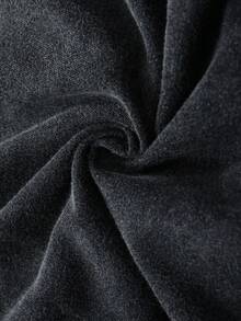 Áo hoodie nam phong cách tối giản casual, in họa tiết kiến trúc, tay dài vai trễ, chất cotton pha, wash mài rách - màu đen - Xem 3