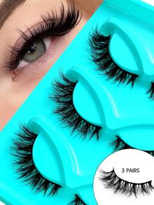 Sibeuna Autumn New,3 Pairs Fox Eye Lashes,Cartoon Cat Eye False Eyelashes,Winged Tail Extended Style,Classic Fairy Lashes, Portable Makeup Travel Kit,Suitable For Holiday Parties Halloween Christmas,Beginner-Friendly - Black - View 1