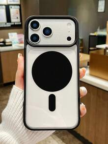 Minimalist Black Circle Magnetic Phone Case, Ins Style Black Large Circle Geometric Pattern Magnetic Large Window Phone Cover, Built-In Magnetic Ring Supports Wireless Charging, Ideal Daily Gift, Compatible With IPhone 12/13/13 Pro Max/14 Pro/15/15 Pro Max/16/16 Plus/16 Pro Max/17/17 Pro/18 Pro/18 Pro Max, Phone Accessories, Fast Shipping - Multicolor - View 4