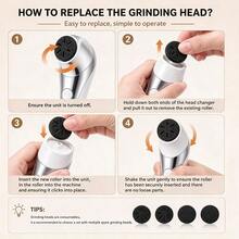 MIGUAN 1 Set Electric Foot Grinder Kit, Includes 6 Replacement Grinding Heads And Wall Mount, USB Rechargeable Foot File Callus Remover Set, Suitable For Dead Skin, Calluses, Hard Skin And Cracked Heels, 2 Speed Settings, Unisex Gift - View 7
