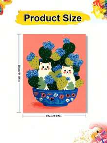 1pc The Cat In The Potted Plant DIY Oil Painting By Numbers, Canvas Painting DIY Crafts, Adult Home Decoration, Holiday Gift. - Sets - View 9