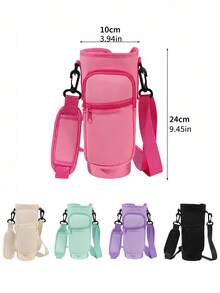 Water Bottle Carrier Bag Multi-Purpose Water Cup Pouch Flask Sling Bag For Travel Outings Hiking Gym Outdoors Camping To School Essential Accessories - Multicolor - View 8