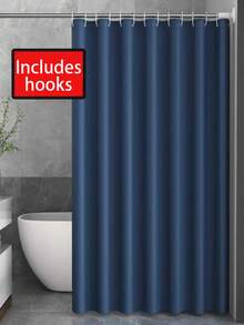 Waterproof And Mildew-Proof Thickened Solid Color Fabric Shower Curtain Polyester Waterproof Bathroom Waterproof Curtain Hotel Solid Color Partition Curtain - Royal Blue - View 8