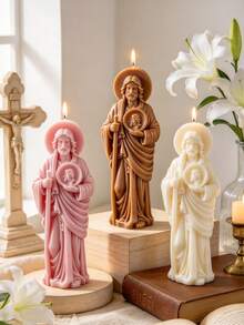 1pc Jesus Figure Scented Candle, Religious Statue Candle, Handmade Fragrance Decorative Candle, Home Desktop Ornament, Photography Prop, Christmas, Easter, Baptism Gift Candle, Religious Prayer Decorative Candle - 1PC - View 6