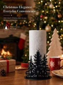 Santa Claus Style Kitchen Paper Towel Holder, Desktop Standing Roll Holder, Desktop Roll, Display And Storage, Santa Claus Design, Christmas Tree, Merry Christmas, Suitable For Kitchen, Bathroom, Living Room And Dining Room, Decorative Item To Create Warm Christmas Atmosphere - Multicolor - View 2