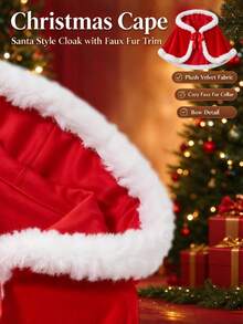 Red Christmas Shawl, Pop Culture Style, Cosplay, Halloween, Christmas Party Costume Masquerade Gift - Multicolor - View 9