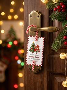 Joivida 48PCS Christmas Candy Cane Holder Cards, Santa & Reindeer Pattern, Holiday Party Favors, Gift Packaging, Tabletop Decorations - Multicolor - View 3