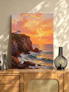 DIY Seaside Cottage Sunset (Frameless Or Framed 8x12 / 16x20 Inches) Paint By Numbers Kit(Acrylic) Arts & Crafts For Adult Beginners Home Wall Decor Holiday Gifts - Sets - View 1