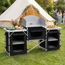 Campingküche Klappbar mit Arbeitsplatte & Tragetasche – Outdoor Grilltisch - 174 x 52 x 110 cm - Übersicht 11