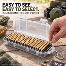 1pc .22LR Portable Ammo Box, 140 Rounds Capacity, Reinforced Plastic Material To Prevent Shaking, With Silent Foam And Aluminum Alloy Clip, Sealed Structure, Convenient For Hunting Carry, Suitable For Backpack And Pocket - Multicolor - View 5