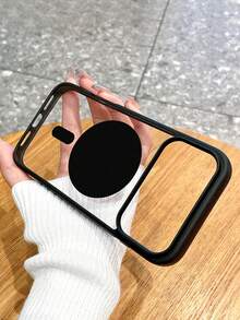 Minimalist Black Circle Magnetic Phone Case, Ins Style Black Large Circle Geometric Pattern Magnetic Large Window Phone Cover, Built-In Magnetic Ring Supports Wireless Charging, Ideal Daily Gift, Compatible With IPhone 12/13/13 Pro Max/14 Pro/15/15 Pro Max/16/16 Plus/16 Pro Max/17/17 Pro/18 Pro/18 Pro Max, Phone Accessories, Fast Shipping - Multicolor - View 6