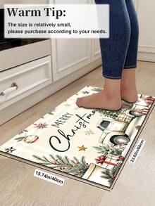 1/2pcs Christmas Kitchen Decor Rug, Christmas Reindeer Pattern Winter Kitchen Rug And Mat, Non-Slip Washable Absorbent Kitchen Accessories Decor Rug, Christmas Holiday Gift! - Multicolor - View 15