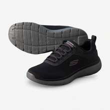 Skechers 透氣回彈款男士網面支撐跑步鞋輕量減震有氧健身短途慢跑運動鞋 - 黑灰色 - 查看 4
