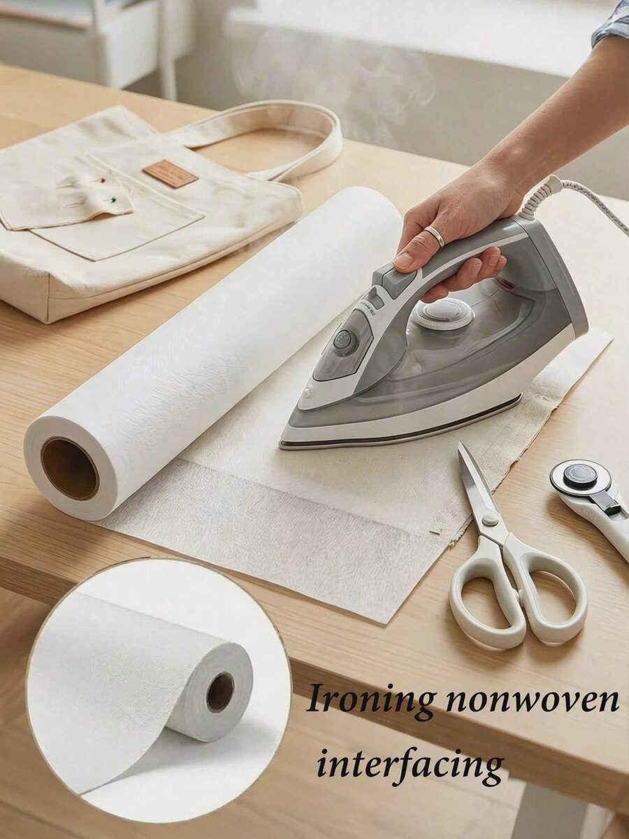 White Non-Woven Fusible Interlining Roll, Double-Sided Heat-Set Stable Interlining, Suitable For Sewing, Patchwork, Sewing Supplies, Handicrafts, Clothing, Bags, Home Decor - Multicolor - View 1