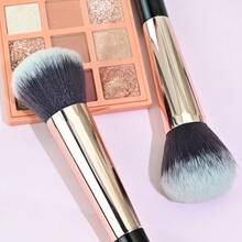 1pc Rose Gold Blush Brushes, Soft Dense Synthetic Bristles Face Powder Blush Makeup Brushes, Fluffy Cosmetic Brush For Blush Bronzer Highlight, Professional Beauty Makeup Tools For Daily Makeup - Black Gold - View 3