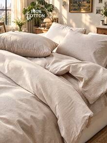 2/3pcs Linen Texture Duvet Cover Set (1 Duvet Cover, 1/2 Pillowcases), No Filling Included, Dorm Decor, Minimalist Style, Also Suitable For Bedroom And Guest Room. - Multicolor - View 9