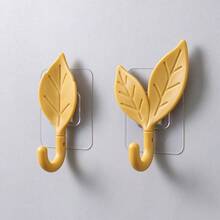Creative Leaf-Shaped No-Drill Adhesive Wall Hooks, Cute Decorative Key Hooks For Home Kitchen Wall - Multicolor - View 11