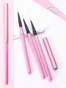 3Pcs Nail Art Liner Brush Set, Ultra Fine Tip Drawing Pen With Individual Metal Cap, Great For Gifting, DIY & Salon Manicure Painting Tool - Multicolor - View 6