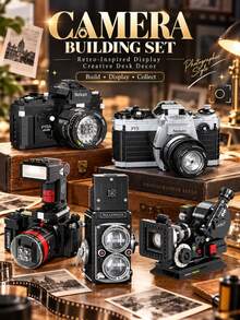 600+ Pcs Camera Series Building Block Set, Vintage DSLR Twin Lens Flash & Cinema Camera Models, Creative Assembly Puzzle For Teens & Adults, Photography Collectible, Office Desk Decor, Birthday Gift, Christmas Gift, Back To School - Multicolor - View 1