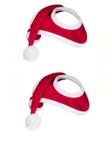 Horse Riding Christmas Decoration Hat, Soft Fleece Fabric With Classic White Trim And Pom Pom Design, Hollow Structure Does Not Affect Horse Movement, Secure And Anti-Slip Fit, Suitable For Christmas Parties, Outdoor Riding And Holiday Photos - Multicolor - View 10