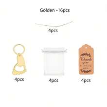 Footprint Keychain Bottle Opener Set, DIY Shower Supplies, Suitable For Guests With Transparent Hard Cloth Bags, Thanks To Labels And Rope, Gender Revealing Party Decoration Gift (Gold) - View 10