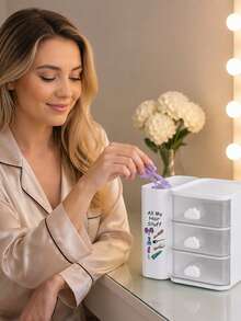 Mini Desktop Drawer Storage Box With Cute Clouds Pattern Decoration, Drawer Design,Hair Clip Storage Box, Plastic Multi-Layer Jewelry And Cosmetics Storage Box,Suitable For Dressing Table, Bedroom, Office, Suitable For Storing Daily Necessities - Multicolor - View 3