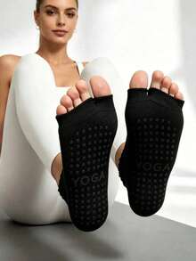 3 Pairs Candy Color Hollow Out Yoga Socks, Toe Separator Socks With Non-Slip Dots, Ruffle Edge Sports Boat Socks, Fashion Comfortable Summer Athletic Socks, Non-Slip, Without Sock Board - Multicolor - View 2