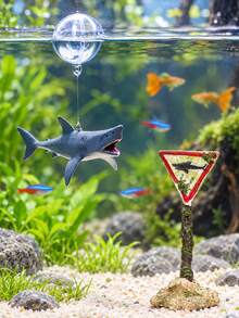Aquarium Floating Shark Ornament And Shark Warning Sign, Open-Mouth ...