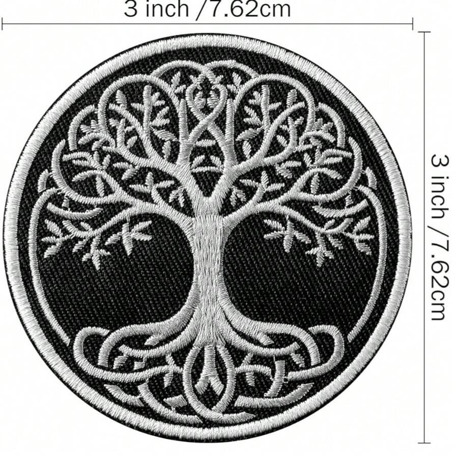 2pcs Tree Of Life Pattern Iron-On Patches - DIY Embroidery Patches, Sewable And Iron-On Heart Patches, Suitable For Clothes, Jackets, Hats, Backpacks, Jeans, Decorative Badges
