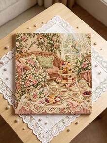 DIY Pearl Painting Kit With Frame, Garden Afternoon Tea & Hummingbird Gem Art Picture, Handmade Home Wall Decor - A - View 2