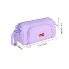 1pc Large Capacity Double Layer Stationery Pencil Case, Large Capacity Office Desktop Pencil Stationery Storage Box, Student Portable Multi-Function Partitioned Stationery Storage Bag, Creative Student Stationery Memo Ruler Learning Supplies Organizer Oxford Bag - Pencil Case - View 8