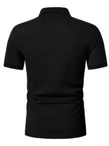 GRDR Kaos Polo Lengan Pendek Pria Model Musim Panas dengan Resleting Setengah, Cocok untuk Pakaian Kasual di Luar Ruangan - Hitam - View 5