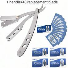 Barbershop Straight Edge Razor For Men's Facial Care, Manual Shaving, Beard Trimming And Hairdressing - Stainless Steel, Ergonomic Design, Portable And Space Saving - Silver - View 13