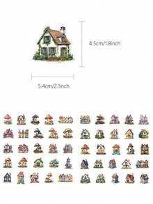 50pcs Fairytale House Stickers Fun Cartoon Decorative Decals - Multicolor - View 8