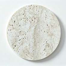 4pcs/2pcs Natural Wooden Faux Marble Coaster Set, Round Heat-Resistant Wooden Stone Coasters With Non-Slip Base, Luxury Home Bar And Coffee Table Decor - Huangdong Stone - View 7