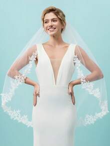 Wedding Veil 1 Tier With Metal Comb For Brides | Soft Tulle, Metal Comb, Perfect For Church, Beach Or Garden Wedding - Ivory - View 12