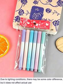1/4/6/12pcs/1set Gradient Color Fluorescent Markers, Colorful Water-Based Markers, Fresh Soft Multicolor Fluorescent Marker Design, Suitable For Classroom Notes, Key Point Marking, Note Classification, Textbook Marking, Diary Writing, Office Document Marking - Gradient Highlighter - View 9