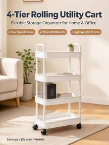 Multi-Layer Rolling Storage Cart - Compact Space-Saving Design, Sturdy Plastic Construction, Suitable For Kitchen, Bathroom, Bedroom, Office, Warehouse, Garage - Easy Assembly, Multi-Layer Practical Shelves, Home Storage Rack - Car Storage Rack/Black - View 7