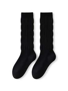 1/4 Pairs Autumn/Winter New Twisted Scrunch Mid-Calf Socks For Women, INS Japanese JK Style, Slimming, Minimalist, Versatile, - Multicolor - View 7